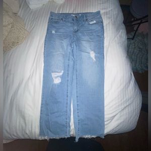 Celebrity pink ripped jeans, straight leg